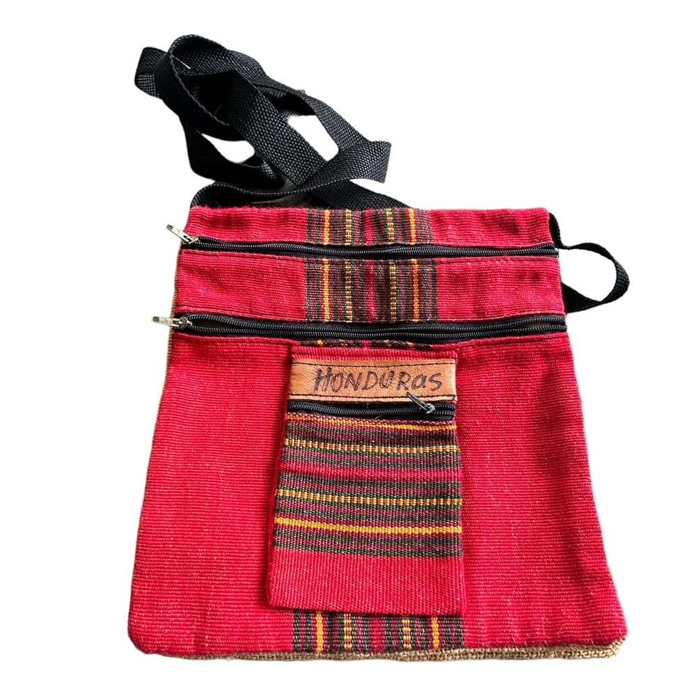 Boho Red and Black Crossbody Purse from Honduras